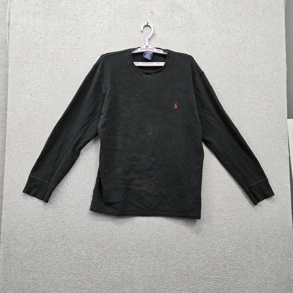 Polo Ralph Lauren Men Sleepwear XL Black Embroidered Pajama Top Logo Long Sleeve